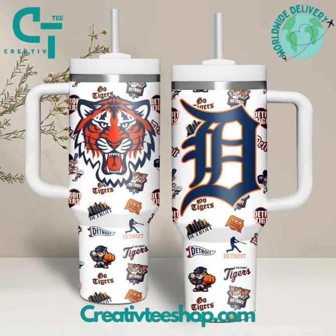Detroit Tigers Mlb Custom Stanley Quencher 40Oz Stainless Steel Tumbler With Handle