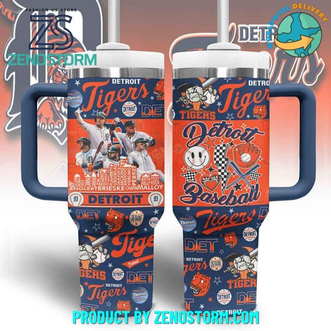 Detroit Tigers Mlb Custom Stanley Quencher 40Oz Stainless Steel Tumbler With Handle