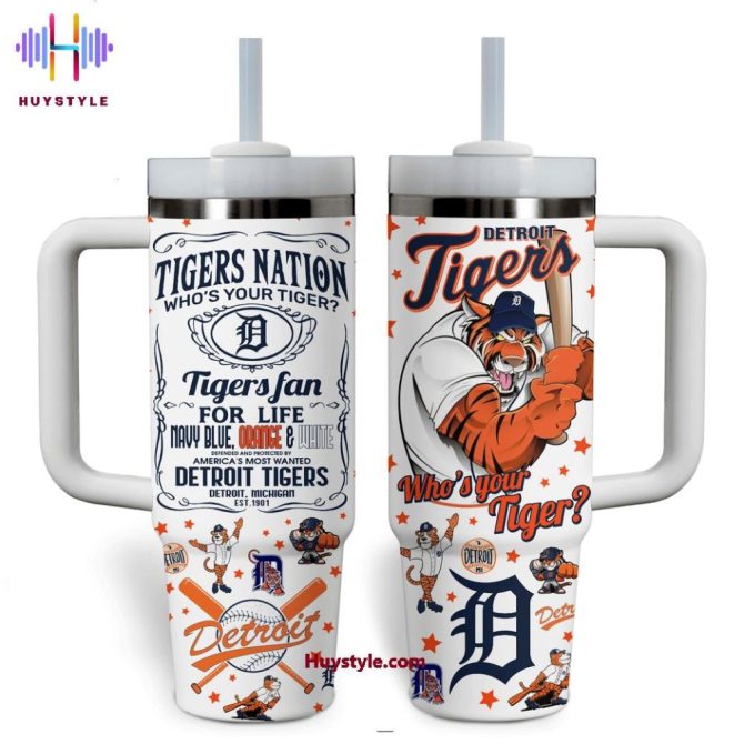 Detroit Tigers Mlb Custom Stanley Quencher 40Oz Stainless Steel Tumbler With Handle