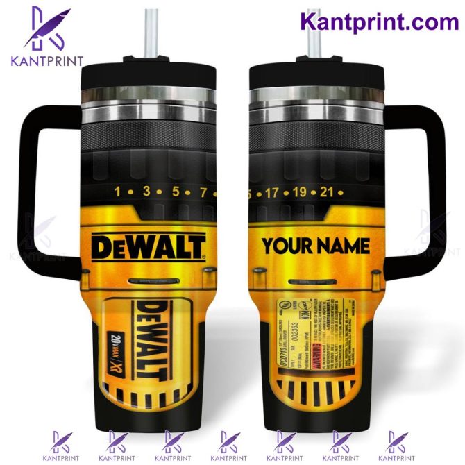 Dewalt Company Custom Stanley Quencher 40Oz Stainless Steel Tumbler With Handle - Image 4