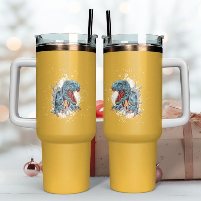 Dinosaurs Custom Stanley Quencher 40Oz Stainless Steel Tumbler With Handle - Image 4