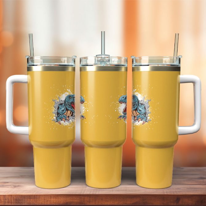 Dinosaurs Custom Stanley Quencher 40Oz Stainless Steel Tumbler With Handle