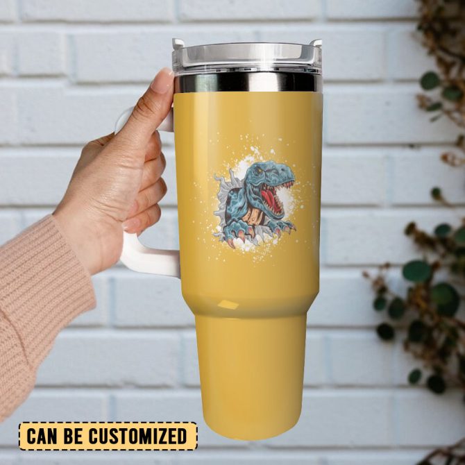 Dinosaurs Custom Stanley Quencher 40Oz Stainless Steel Tumbler With Handle - Image 3