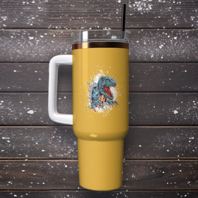 Dinosaurs Custom Stanley Quencher 40Oz Stainless Steel Tumbler With Handle - Image 2