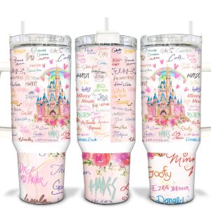Disney Castle Cartoon Custom Stanley Quencher 40Oz Stainless Steel Tumbler With Handle