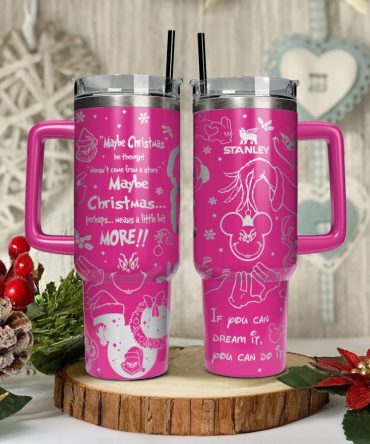 Disney Characters Cartoon Christmas Custom Stanley Quencher 40Oz Stainless Steel Tumbler With Handle