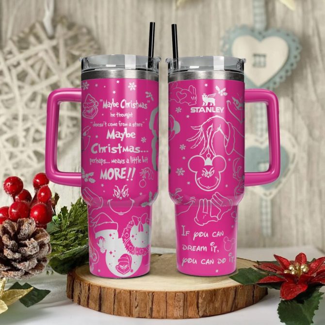 Disney Characters Cartoon Christmas Custom Stanley Quencher 40Oz Stainless Steel Tumbler With Handle