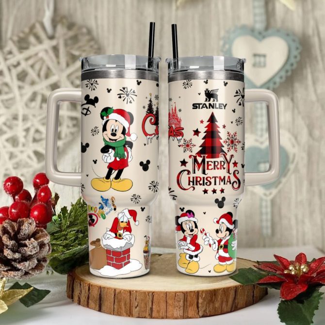 Disney Characters Cartoon Christmas Custom Stanley Quencher 40Oz Stainless Steel Tumbler With Handle - Image 2