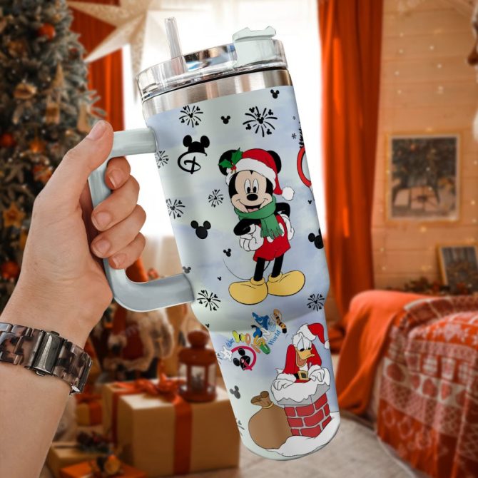 Disney Characters Cartoon Christmas Custom Stanley Quencher 40Oz Stainless Steel Tumbler With Handle - Image 3