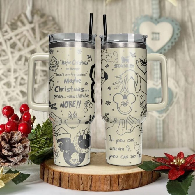 Disney Characters Cartoon Christmas Custom Stanley Quencher 40Oz Stainless Steel Tumbler With Handle