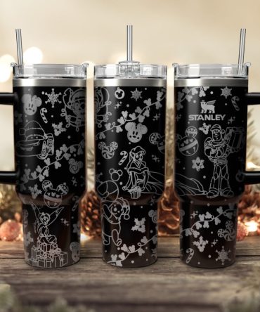 Disney Characters Cartoon Christmas Custom Stanley Quencher 40Oz Stainless Steel Tumbler With Handle