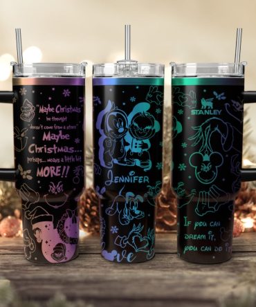 Disney Characters Cartoon Christmas Custom Stanley Quencher 40Oz Stainless Steel Tumbler With Handle