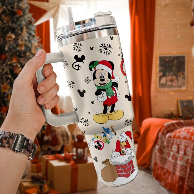 Disney Characters Cartoon Christmas Custom Stanley Quencher 40Oz Stainless Steel Tumbler With Handle - Image 3