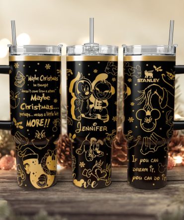 Disney Characters Cartoon Christmas Custom Stanley Quencher 40Oz Stainless Steel Tumbler With Handle