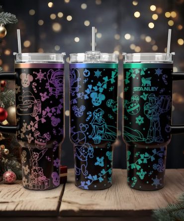 Disney Characters Cartoon Christmas Custom Stanley Quencher 40Oz Stainless Steel Tumbler With Handle