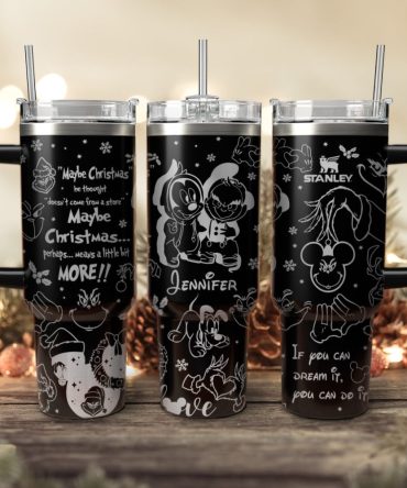 Disney Characters Cartoon Christmas Custom Stanley Quencher 40Oz Stainless Steel Tumbler With Handle