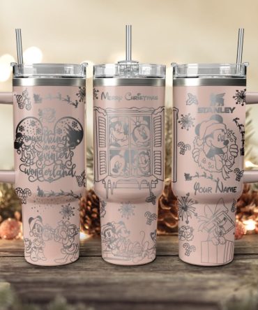 Disney Characters Cartoon Christmas Custom Stanley Quencher 40Oz Stainless Steel Tumbler With Handle