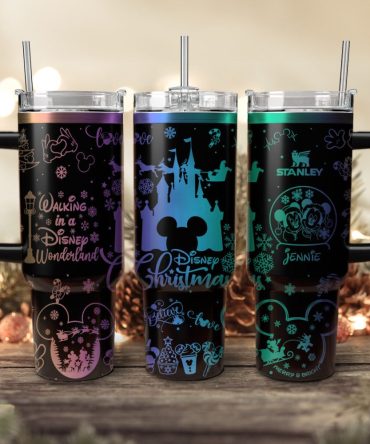 Disney Characters Cartoon Christmas Custom Stanley Quencher 40Oz Stainless Steel Tumbler With Handle