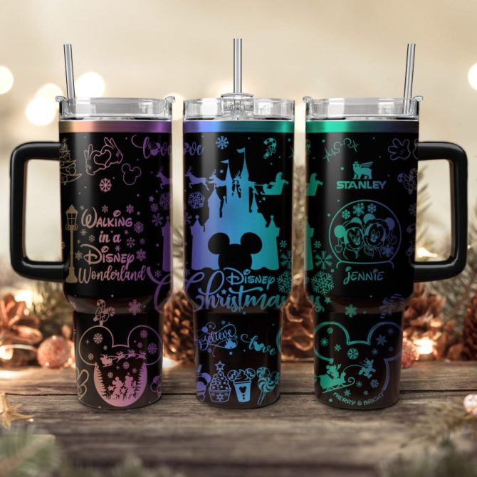 Disney Characters Cartoon Christmas Custom Stanley Quencher 40Oz Stainless Steel Tumbler With Handle