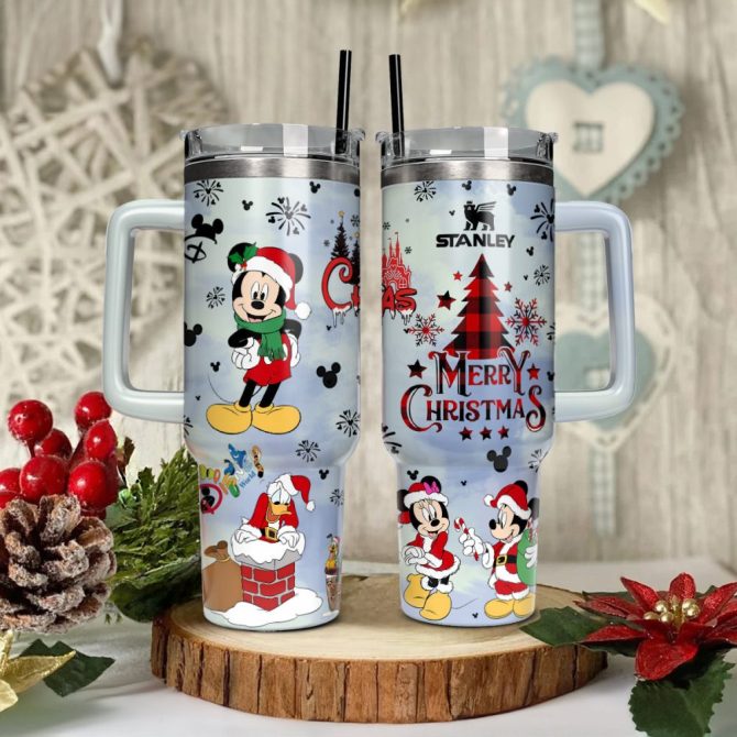 Disney Characters Cartoon Christmas Custom Stanley Quencher 40Oz Stainless Steel Tumbler With Handle - Image 2