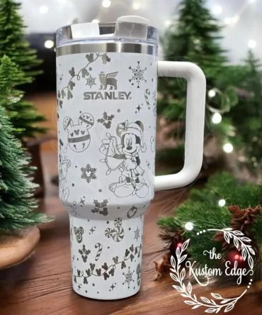 Disney Characters Cartoon Christmas Custom Stanley Quencher 40Oz Stainless Steel Tumbler With Handle