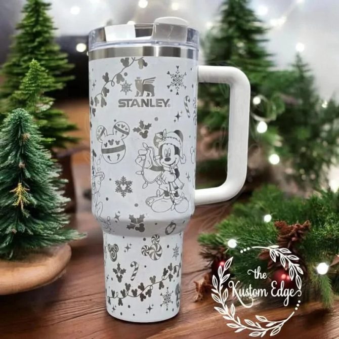Disney Characters Cartoon Christmas Custom Stanley Quencher 40Oz Stainless Steel Tumbler With Handle