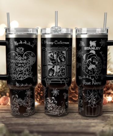 Disney Characters Cartoon Christmas Custom Stanley Quencher 40Oz Stainless Steel Tumbler With Handle