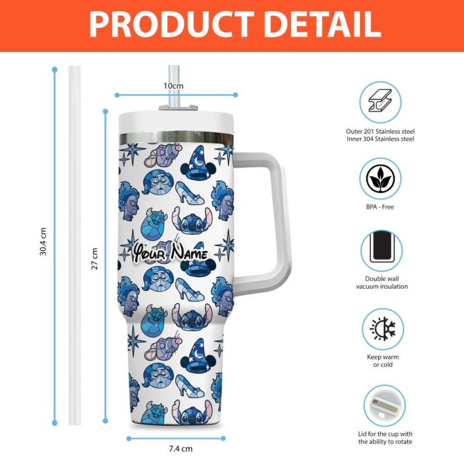 Disney Characters Cartoon Custom Stanley Quencher 40Oz Stainless Steel Tumbler With Handle - Image 4