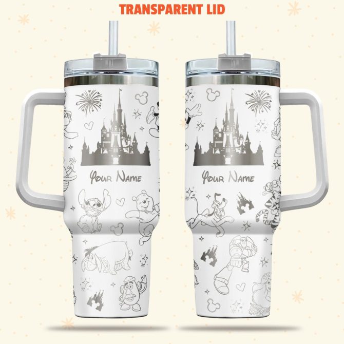 Disney Characters Cartoon Custom Stanley Quencher 40Oz Stainless Steel Tumbler With Handle