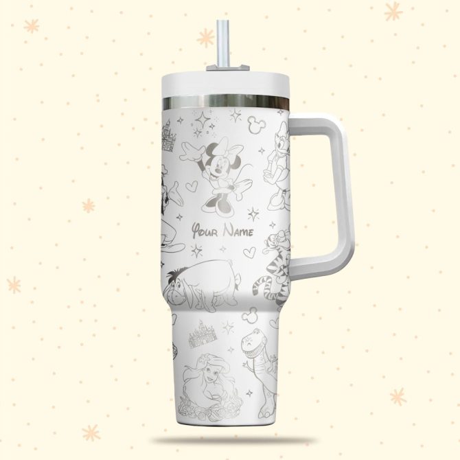 Disney Characters Cartoon Custom Stanley Quencher 40Oz Stainless Steel Tumbler With Handle - Image 2