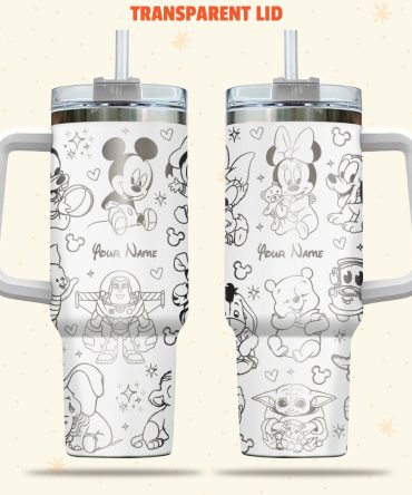 Disney Characters Cartoon Custom Stanley Quencher 40Oz Stainless Steel Tumbler With Handle