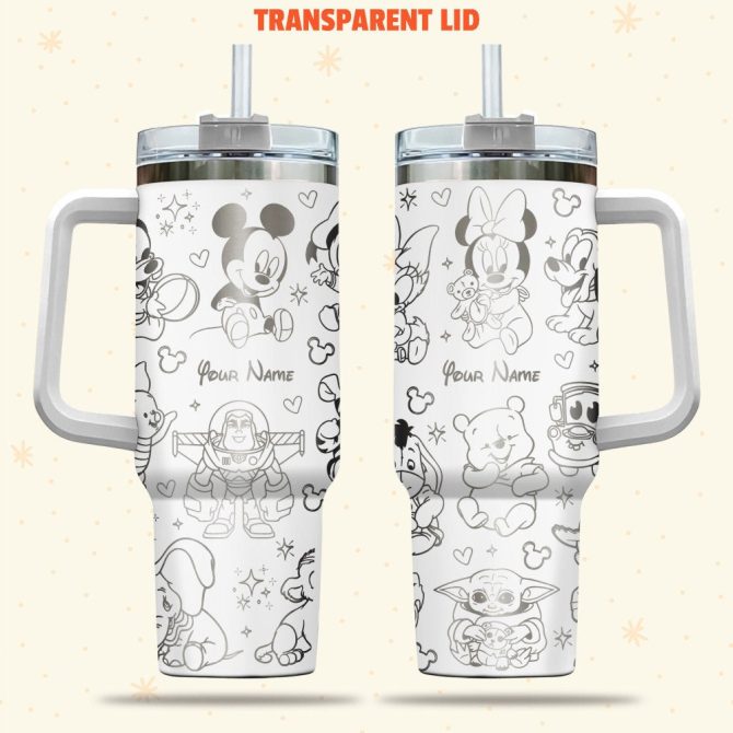 Disney Characters Cartoon Custom Stanley Quencher 40Oz Stainless Steel Tumbler With Handle