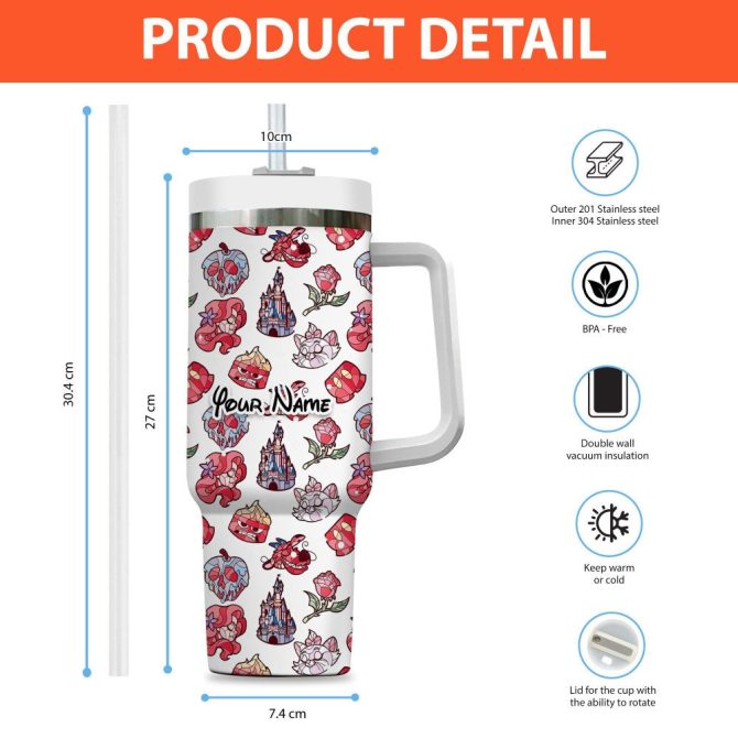 Disney Characters Cartoon Custom Stanley Quencher 40Oz Stainless Steel Tumbler With Handle - Image 4