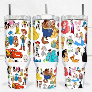 Disney Characters Cartoon Custom Stanley Quencher 40Oz Stainless Steel Tumbler With Handle