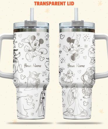 Disney Characters Cartoon Custom Stanley Quencher 40Oz Stainless Steel Tumbler With Handle