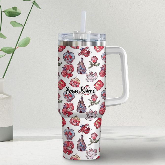 Disney Characters Cartoon Custom Stanley Quencher 40Oz Stainless Steel Tumbler With Handle