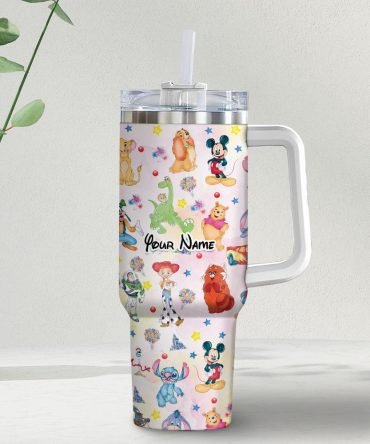 Disney Characters Cartoon Custom Stanley Quencher 40Oz Stainless Steel Tumbler With Handle