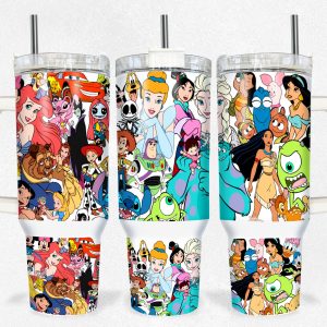 Disney Characters Cartoon Custom Stanley Quencher 40Oz Stainless Steel Tumbler With Handle