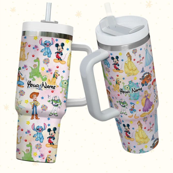Disney Characters Cartoon Custom Stanley Quencher 40Oz Stainless Steel Tumbler With Handle - Image 3