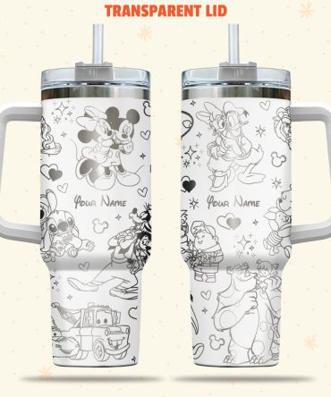 Disney Characters Cartoon Custom Stanley Quencher 40Oz Stainless Steel Tumbler With Handle