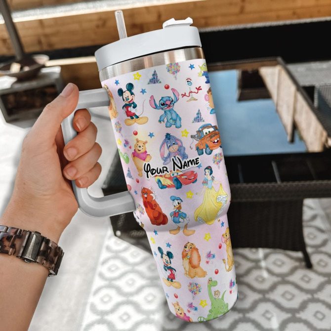 Disney Characters Cartoon Custom Stanley Quencher 40Oz Stainless Steel Tumbler With Handle - Image 2