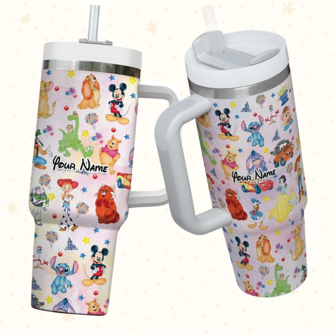 Disney Characters Cartoon Custom Stanley Quencher 40Oz Stainless Steel Tumbler With Handle - Image 3