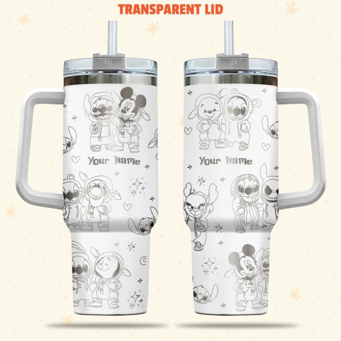 Disney Characters Cartoon Custom Stanley Quencher 40Oz Stainless Steel Tumbler With Handle