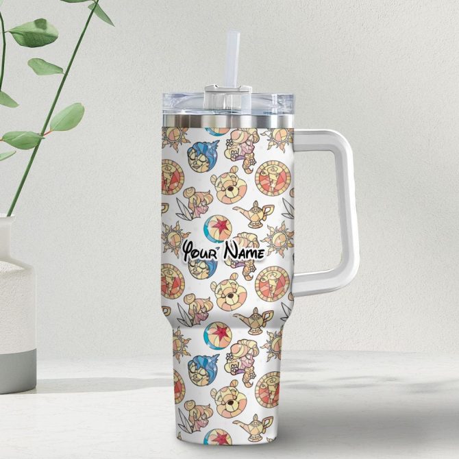 Disney Characters Cartoon Custom Stanley Quencher 40Oz Stainless Steel Tumbler With Handle