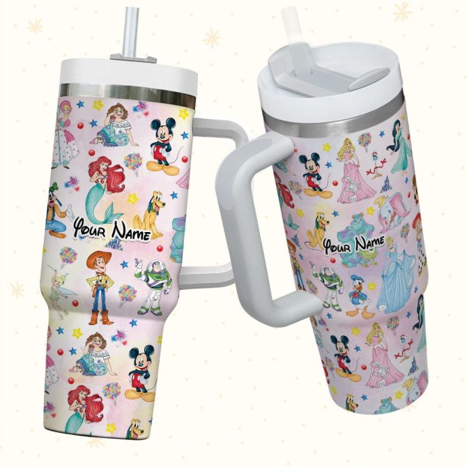 Disney Characters Cartoon Custom Stanley Quencher 40Oz Stainless Steel Tumbler With Handle - Image 3
