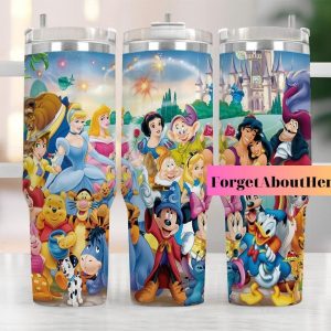 Disney Characters Cartoon Custom Stanley Quencher 40Oz Stainless Steel Tumbler With Handle