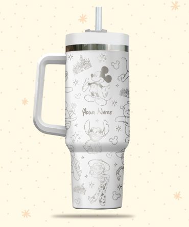 Disney Characters Cartoon Custom Stanley Quencher 40Oz Stainless Steel Tumbler With Handle