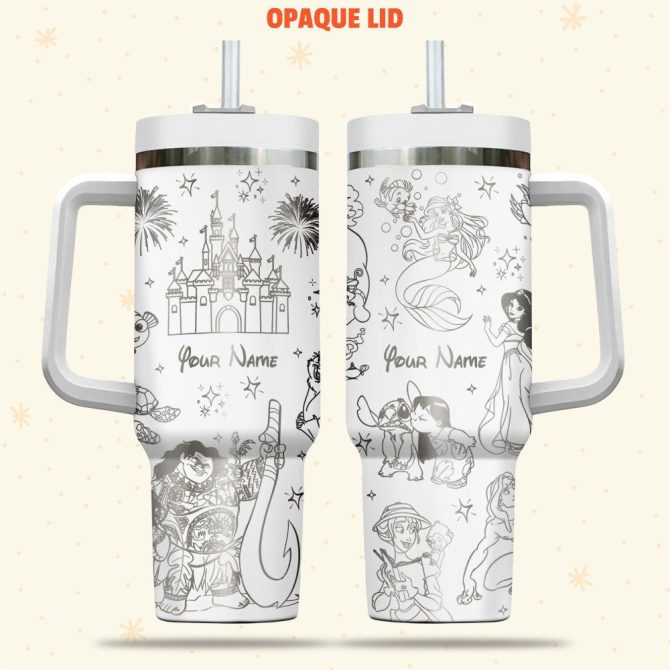 Disney Characters Cartoon Custom Stanley Quencher 40Oz Stainless Steel Tumbler With Handle