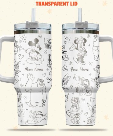 Disney Characters Cartoon Custom Stanley Quencher 40Oz Stainless Steel Tumbler With Handle