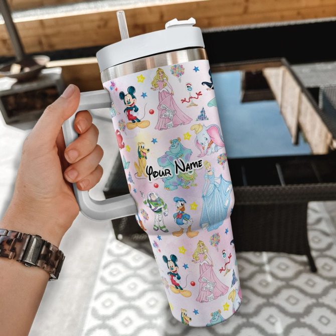 Disney Characters Cartoon Custom Stanley Quencher 40Oz Stainless Steel Tumbler With Handle - Image 2